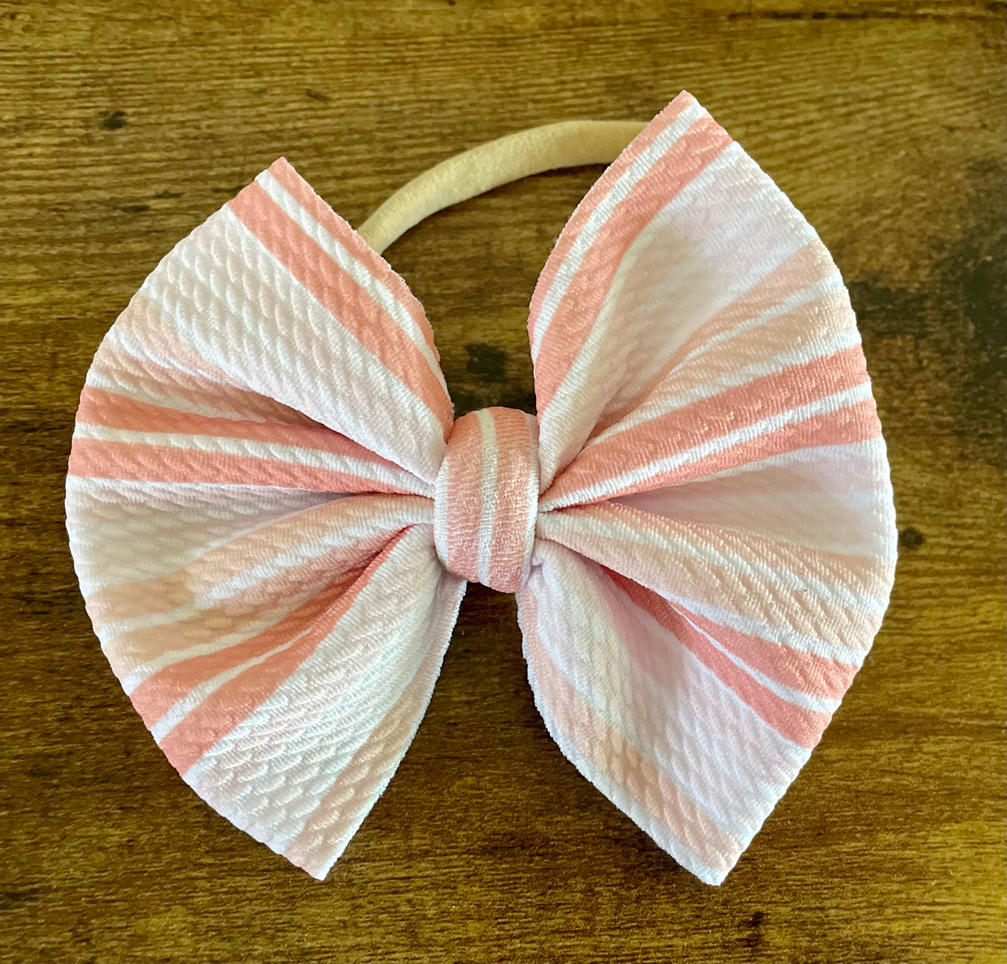 Peach Stripes Big Bow