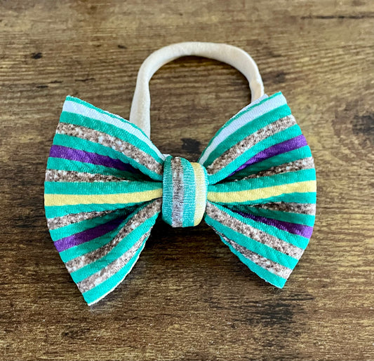 Mardi Gras Stripes Newborn Bow