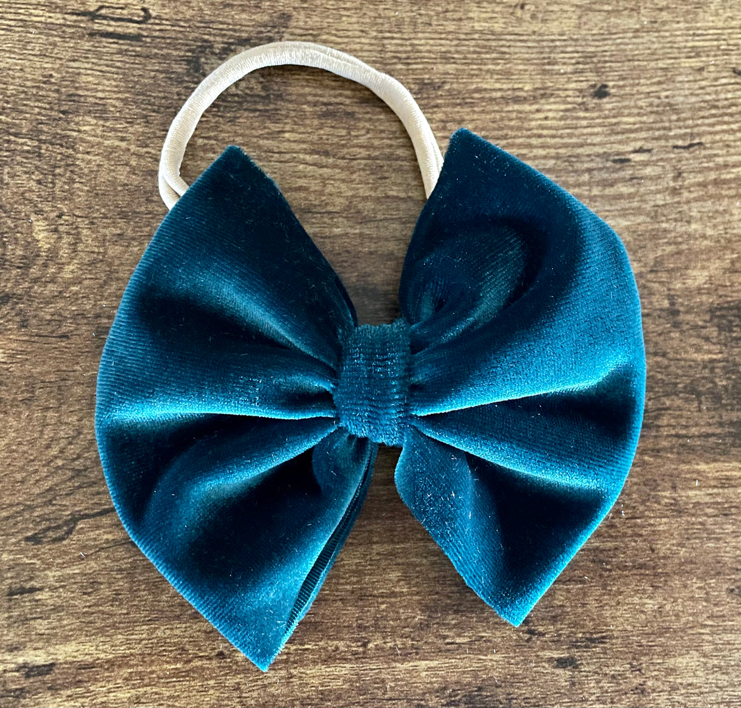 Teal Velvet Big Bow