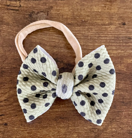 Sage Dots Newborn Bow