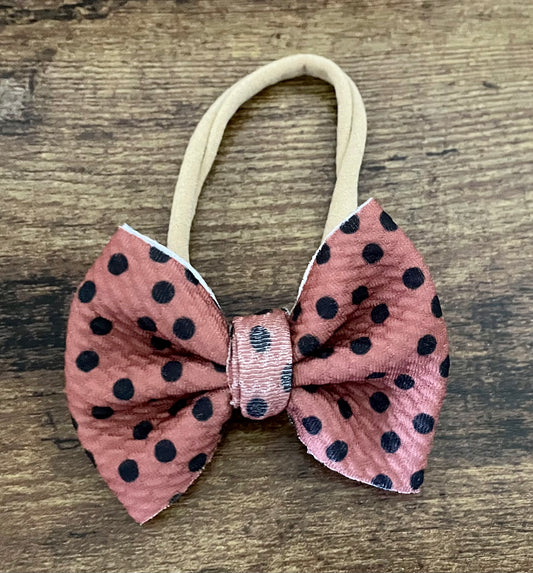 Mocha Dots Newborn Bow