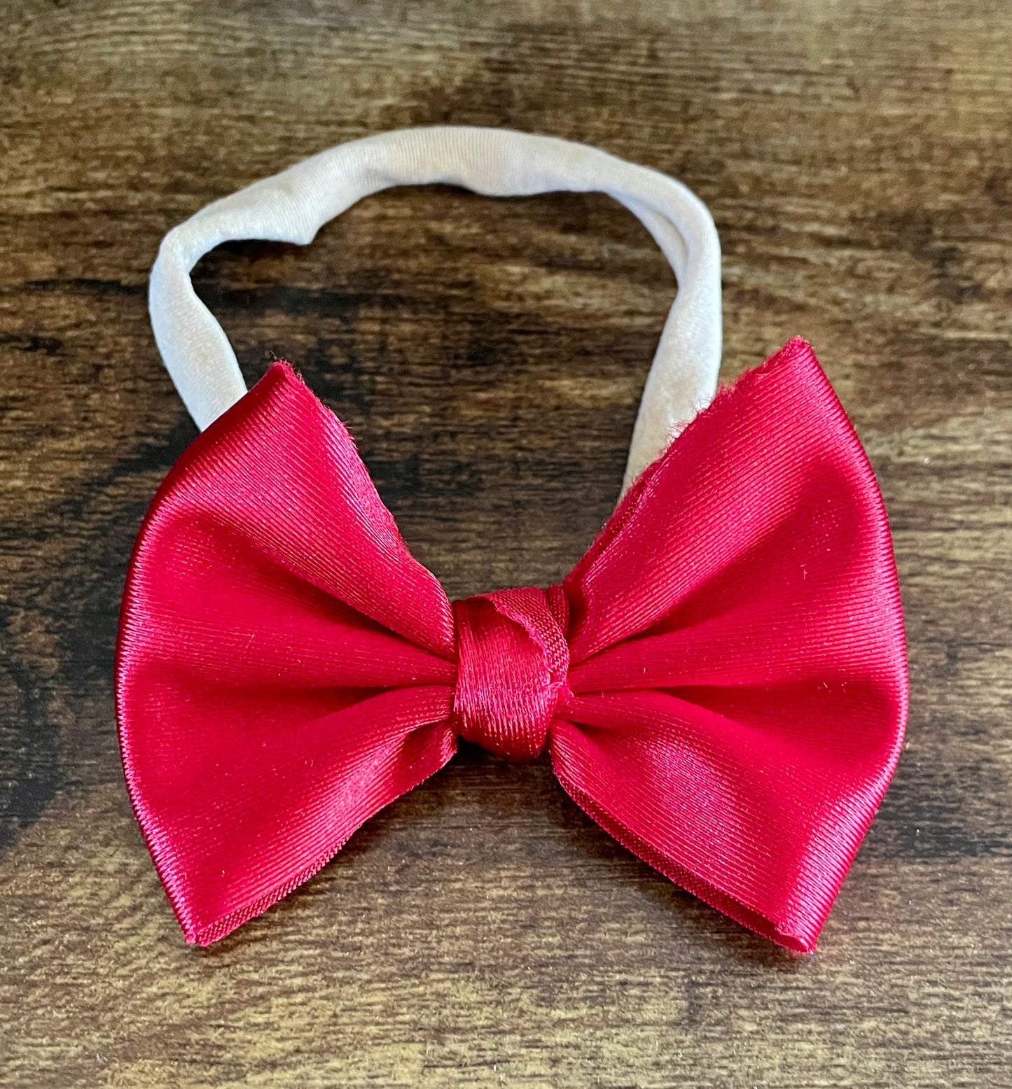 Red Satin Newborn Bow