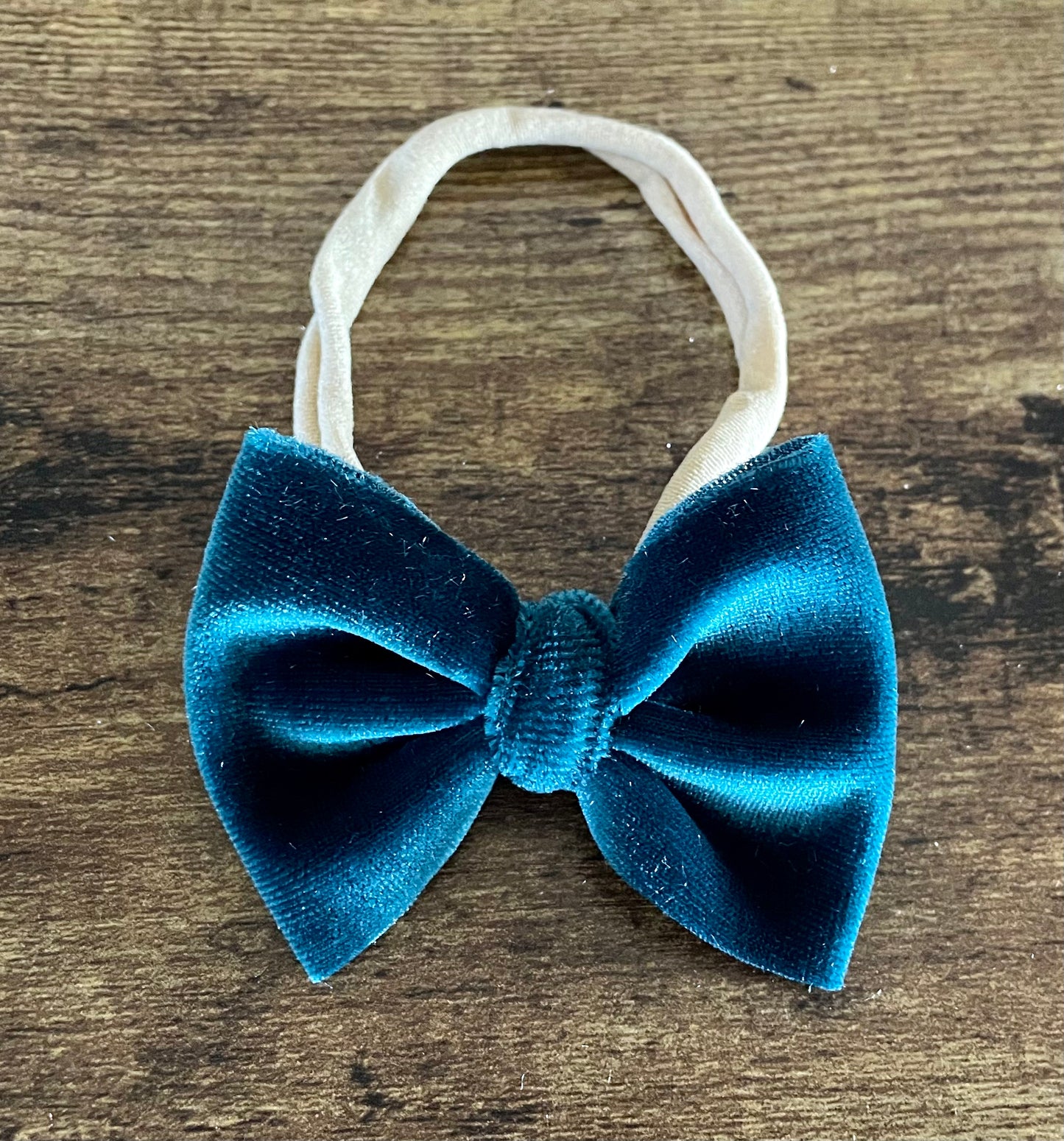 Teal Velvet Newborn Bow