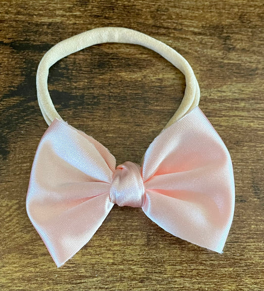 Blush Satin Newborn Bow