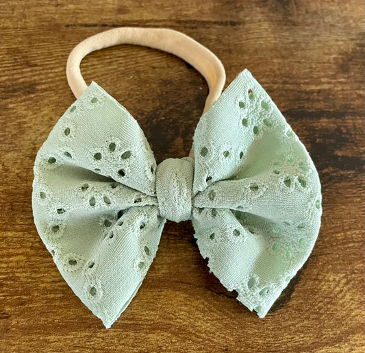 Sage Eyelet Bow