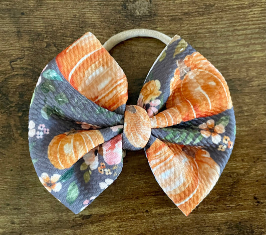 Floral Pumpkin Big Bow