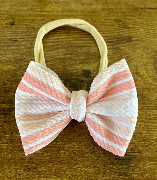 Peach Stripes Newborn Bow