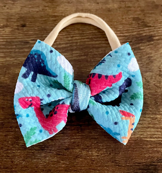 Blue Dinos Newborn Bow
