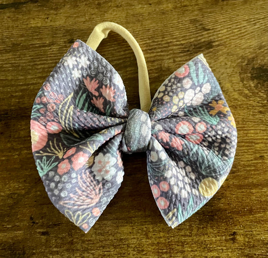 Grey Floral Big Bow