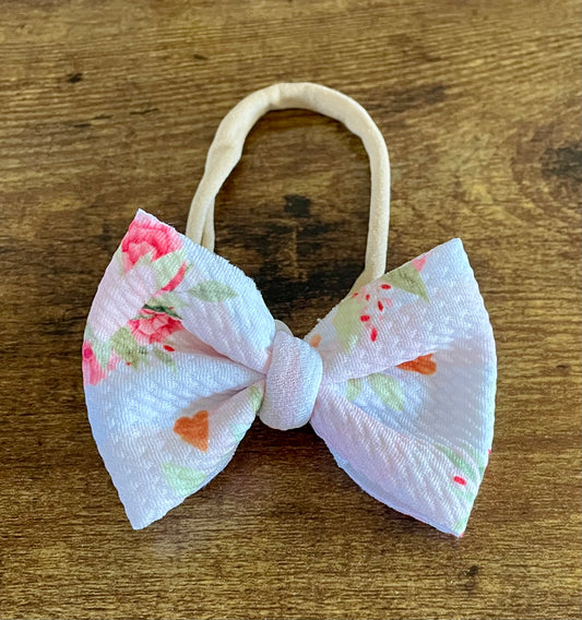 Floral Hearts Newborn Bow