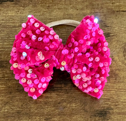 Magenta Sequin Velvet Bow