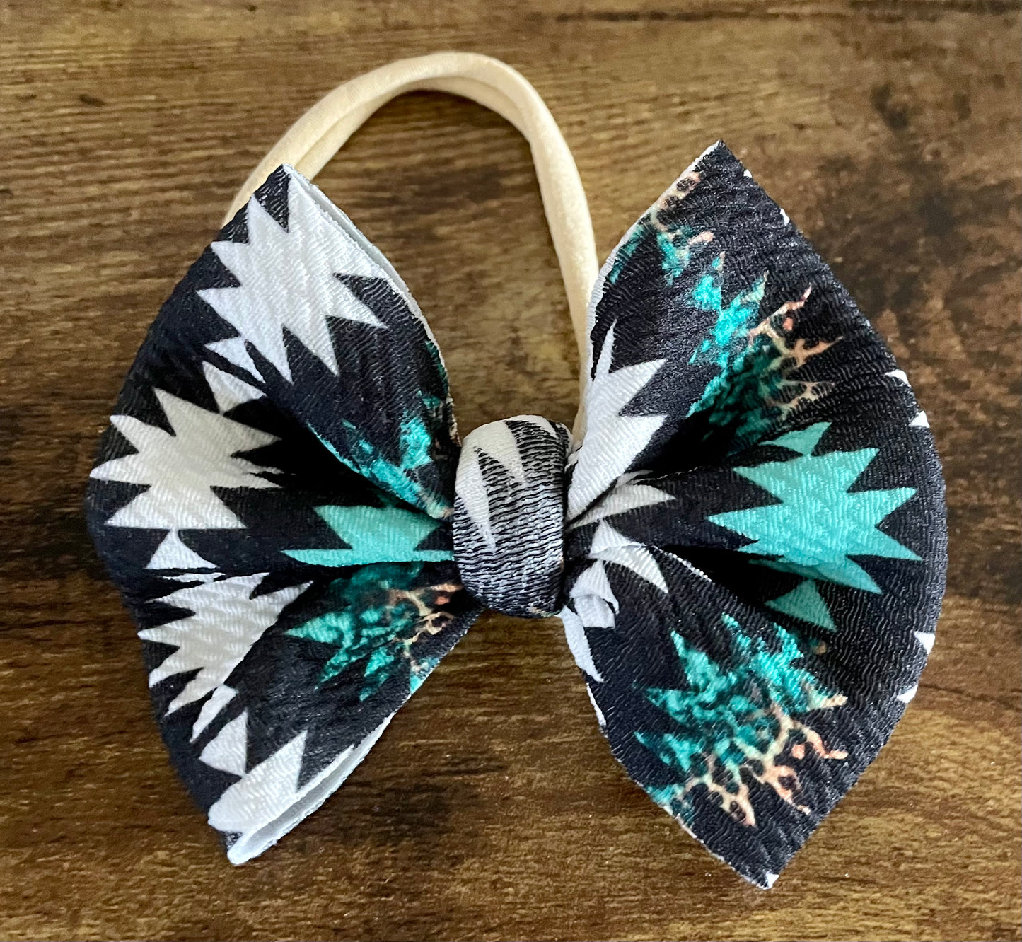 Teal Aztec Bow