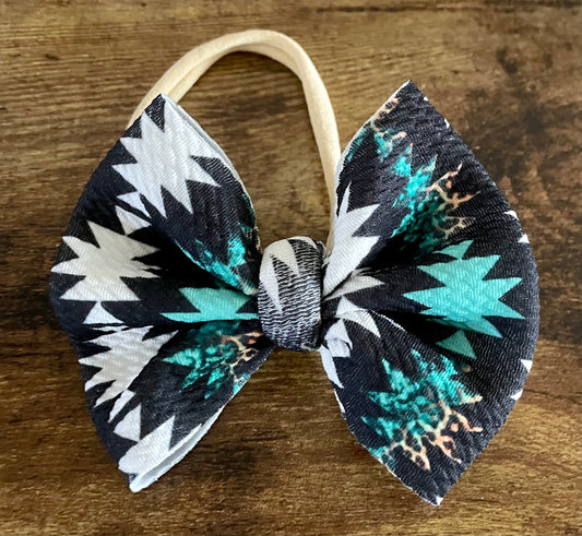 Teal Aztec Bow
