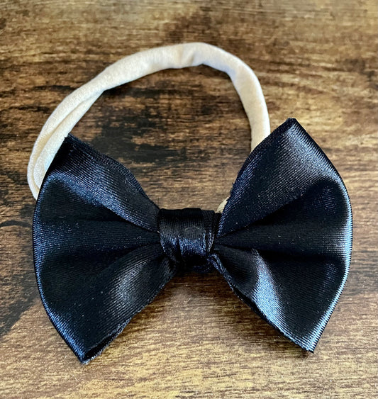 Black Satin Newborn Bow