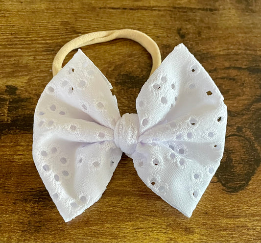 White Eyelet Bow
