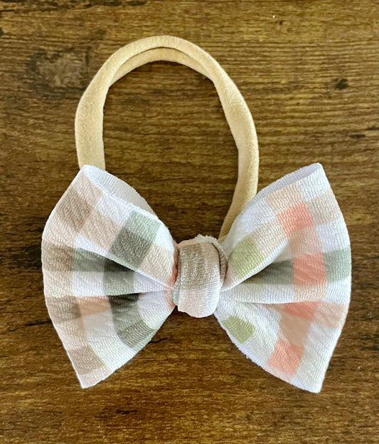 Autumn Gingham Newborn Bow