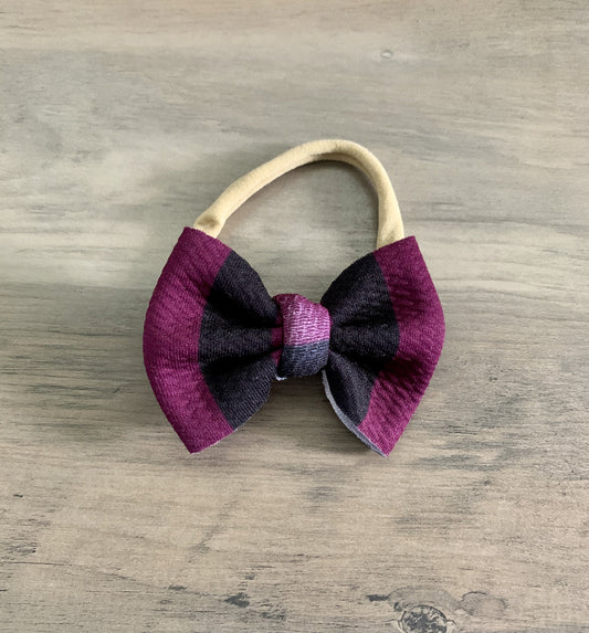 Purple Stripes Newborn Bow - EmZo Bows