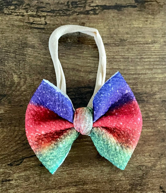 Rainbow Glitter Newborn Bow - EmZo Bowsnewborn bow