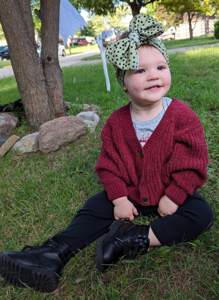 Sage Dots Head Wrap - EmZo BowsHead wrap