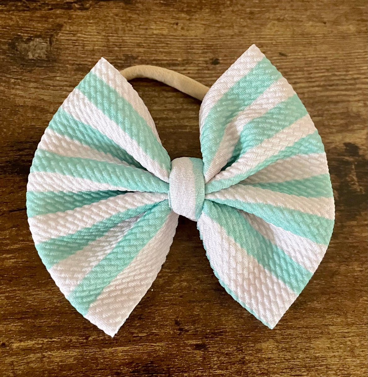 Seafoam Stripes Big Bow - EmZo BowsBig Bow