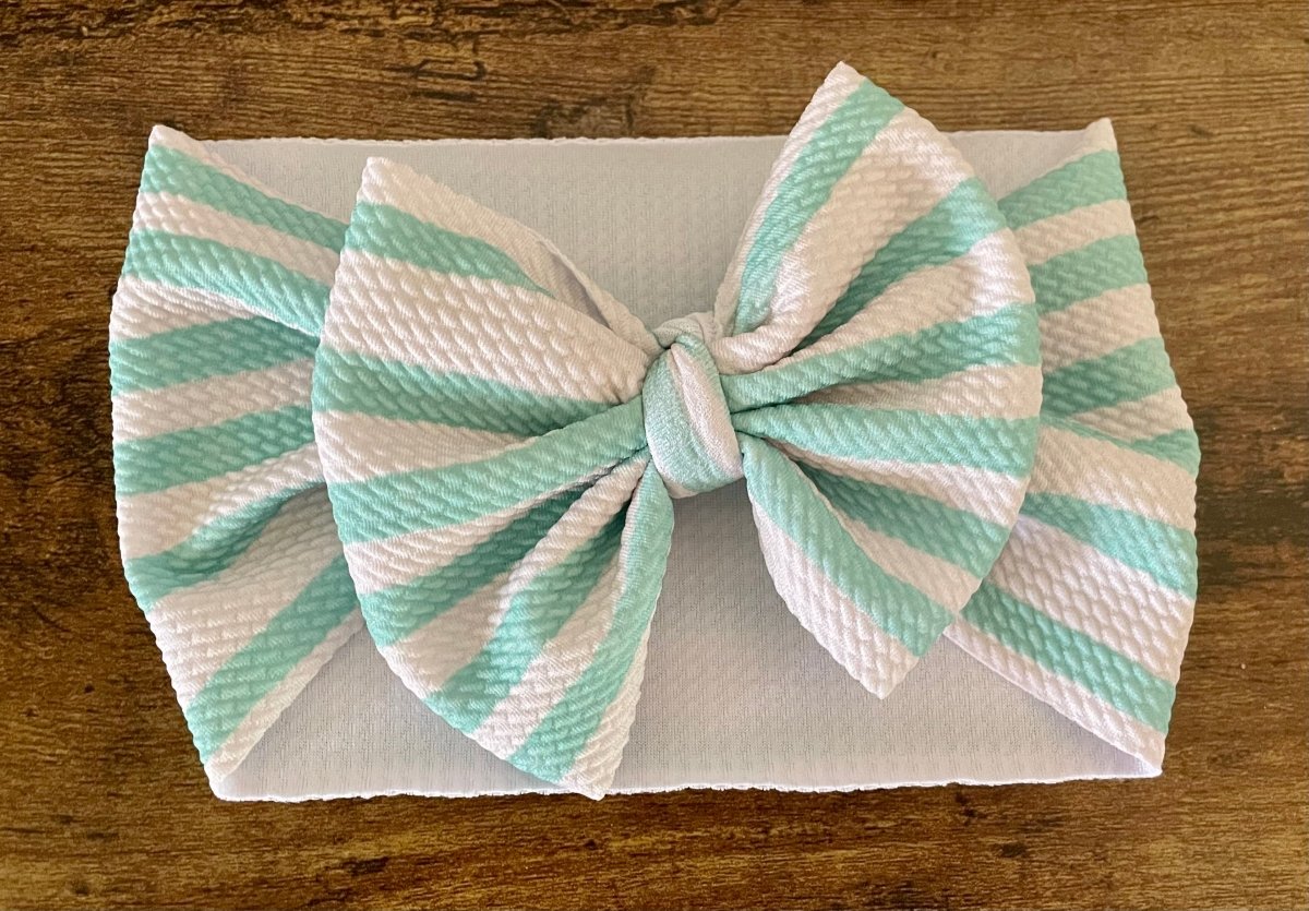Seafoam Stripes Head Wrap - EmZo BowsHead wrap