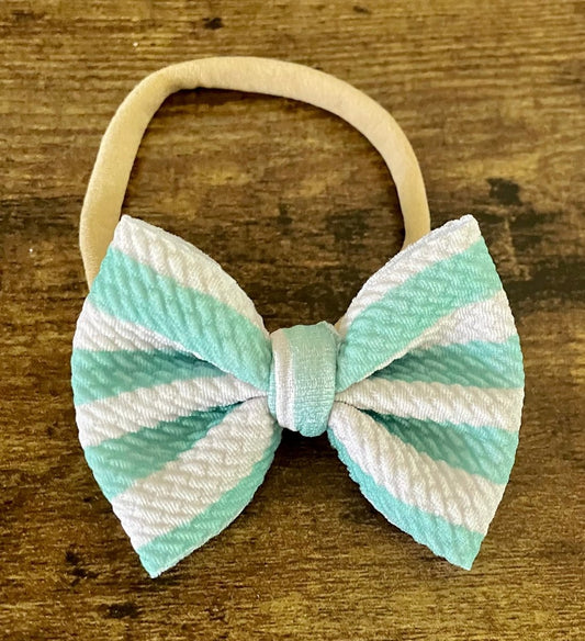 Seafoam Stripes Newborn Bow - EmZo Bowsnewborn bow