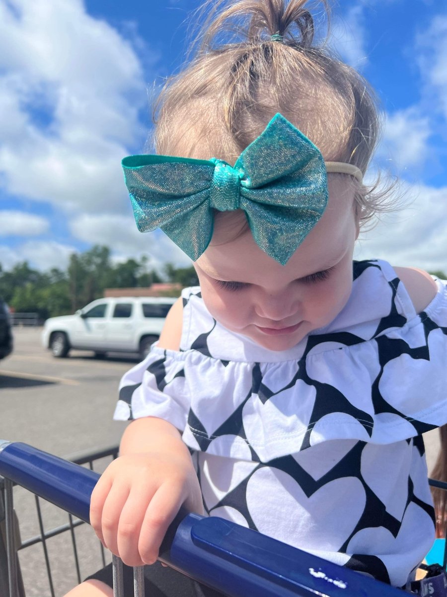 Turquoise Shimmer Bow - EmZo Bowsbow