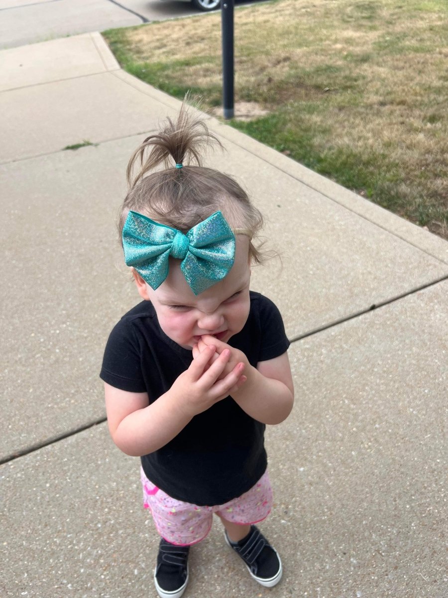 Turquoise Shimmer Bow - EmZo Bowsbow