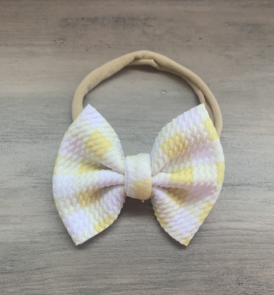 Yellow Gingham Newborn Bow - EmZo Bowsnewborn bow